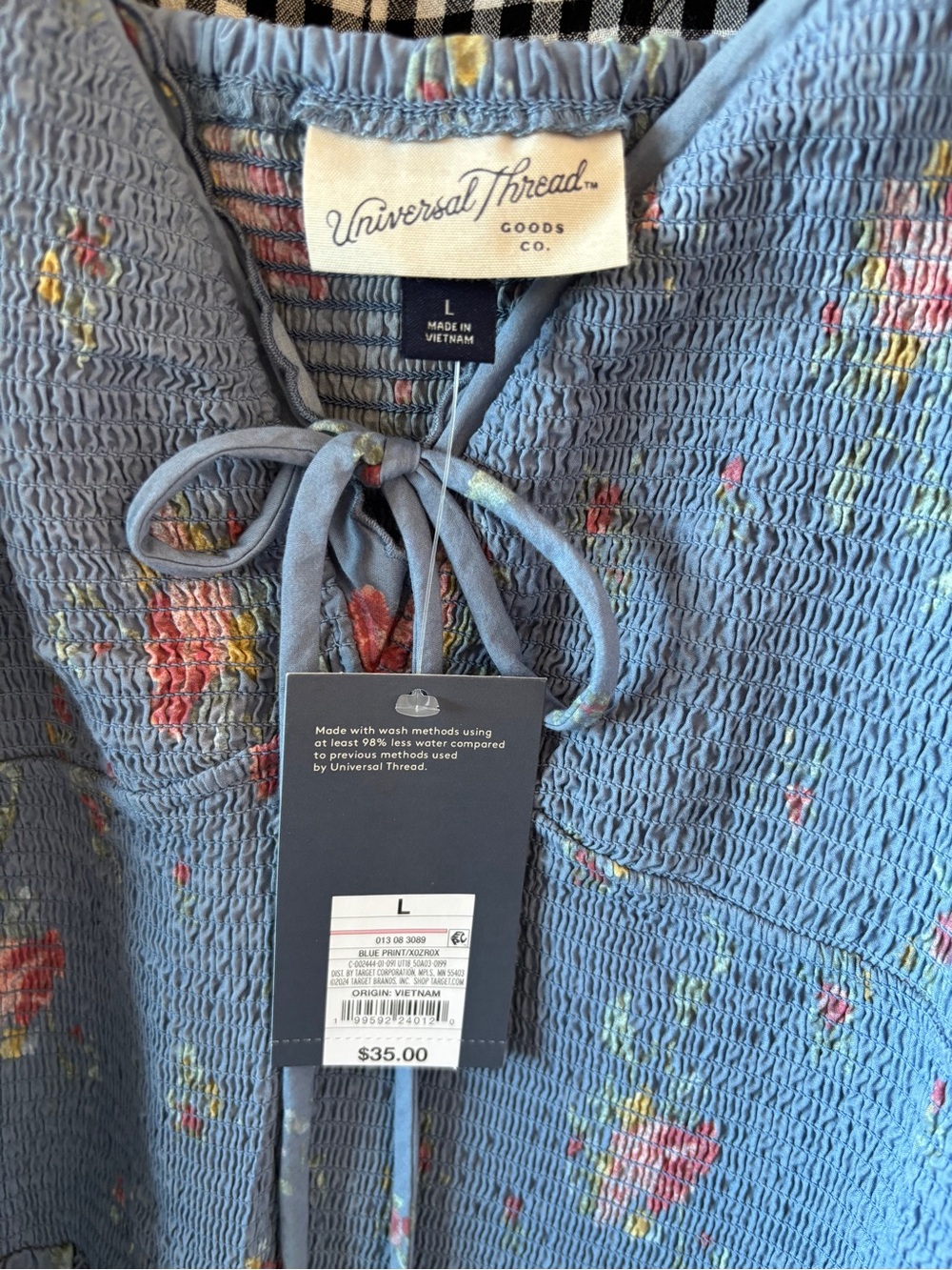 NWT Universal Thread Light Blue Floral Maxi with Smocked Bodice - Picture 5 of 6